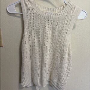 Pink Rose White Openwork Knit Sweater Tank
